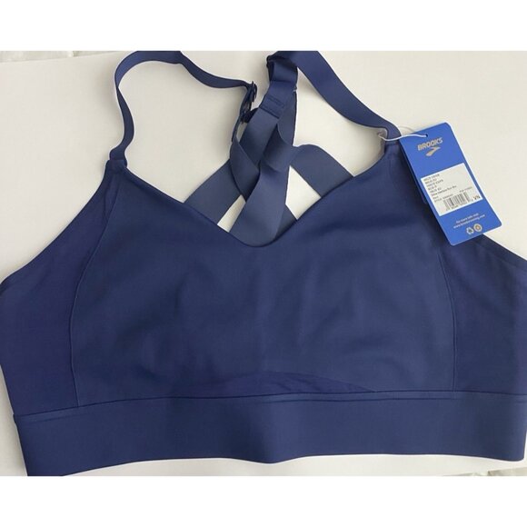 Brooks 40C/D Run Drive Interlace Navy Sports Bra Compression Quick Dry Woven - Picture 6 of 9